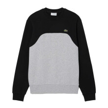 (L, Grey/Black) Lacoste Mens Colour Block Fleece Sweatshirt