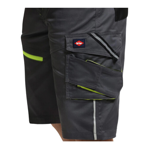 Lee Cooper (32R, Black/Grey) Lee Cooper Mens Stretch Reflective Multi Pocket Cargo Shorts 2