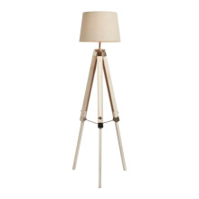 Litecraft Jonah Wooden Tripod Floor Lamp, Natural