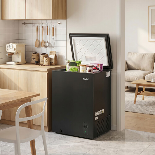 Living And Home 99L Freestanding Chest Freezer, Black