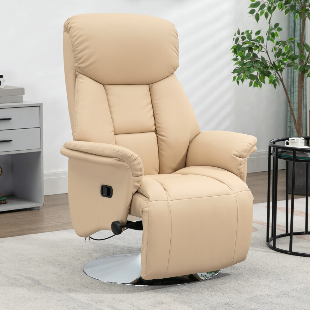 Homcom Unisex Beige Adjustable Swivel Recliner With Footrest, Padded Arms, | : Armchair - Image 4