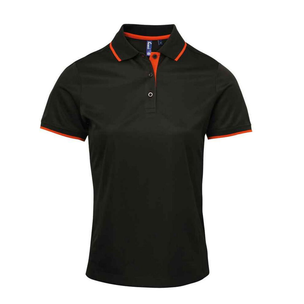 Premier (Xs, Black/Orange) Womens/Ladies Coolchecker Contrast Pique Polo Shirt