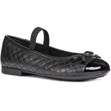 (1.5 UK, Black) Geox Girls Bow Leather School Shoes