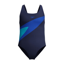 (11-12 Years, Peacoat/Deep Blue) Speedo Girls HB Butterfly One Piece Swimsuit