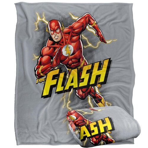 (147cm x 91cm, Grey/Red/Yellow) The Flash Bolt Run Blanket 1