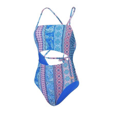(16 UK, Blue/Pink) Speedo Womens/Ladies Paisley Swimming One Piece Swimsuit