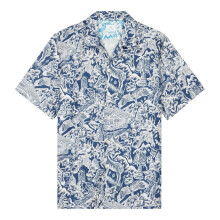 (XL, Blue) Paul Smith Mens Floral Regular Short-Sleeved Shirt