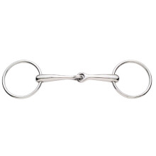 (5.5in, Silver) Korsteel Stainless Steel Solid Mouth Jointed 16mm Loose Ring Snaffle Bit