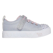 (6 UK Child, Grey/Pink) Skechers Girls Twinkle Toes Glitter Light Up Trainers