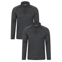 (XS, Charcoal) Mountain Warehouse Mens Talus Base Layer Top (Pack of 2)