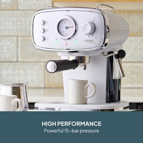Cooks Professional Cooks Professional Retro Espresso Machine | White / Silver 1