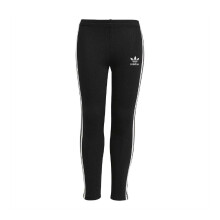 (4-5 Years, Black) Adidas Girls Adicolor Cotton 3 Stripes Tight Leggings