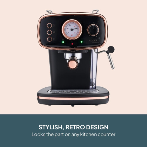 Cooks Professional Cooks Professional Retro Espresso Machine | Black/Copper 2