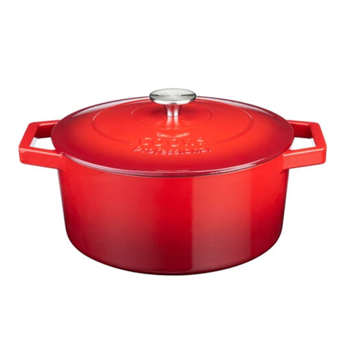Cooks Professional Cast Iron Casserole Dish 26cm - Graduated Red