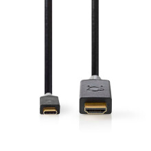 USB-C Adapter | USB 3.2 Gen 1 | USB-C Han | HDMI Stik | 4K@60Hz | 2.00 m | Runde | Guldplateret | PVC | Antracit | Box