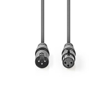 Balanceret Audio kabel | XLR 3-Pin Han | XLR 3-Pin Hun | Nikkelplateret | 0.50 m | Runde | PVC | Mørkegrå | Kartonhylster