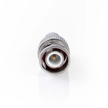 BNC-adapter | BNC Han | RCA Hunstik | Nikkelplateret | 50 Ohm | Lige | Metal | Sølv | 10 stk. | Konvolut