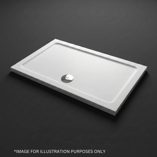 Modern Rectangular Shower Tray 900x800mm Low Profile Lightweight White Waste 1