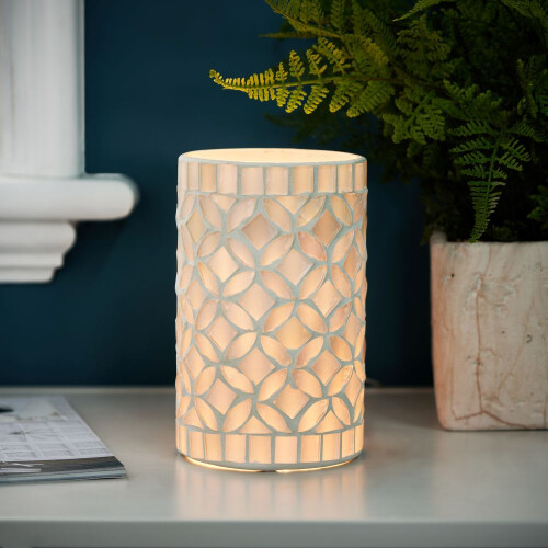 Litecraft Rubie Ceramic Mosaic Table Lamp, Ivory 1