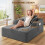 Modular Corduroy Chaise Lounge Sofa High-Density Foam Grey 3