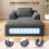 Modular Corduroy Chaise Lounge Sofa High-Density Foam Grey 8