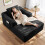Modular Corduroy Chaise Lounge Sofa High-Density Foam Black 1