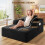 Modular Corduroy Chaise Lounge Sofa High-Density Foam Black 3