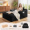 Modular Corduroy Chaise Lounge Sofa High-Density Foam Black 4