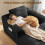 Modular Corduroy Chaise Lounge Sofa High-Density Foam Black 9