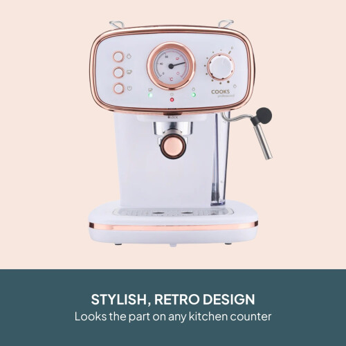 Cooks Professional Cooks Professional Retro Espresso Machine | White / Copper 2