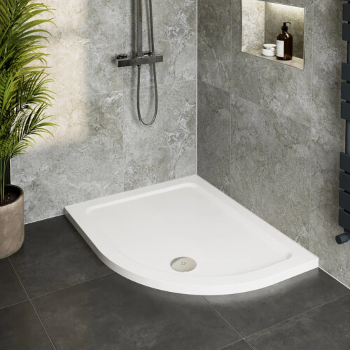 Modern Offset Quadrant Shower Tray 1200x800mm RH Low Profile Lightweight White