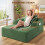 Modular Corduroy Chaise Lounge Sofa High-Density Foam Green 3