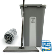 Flat Mop & Bucket Set 2 Pads 360° Swivel Head