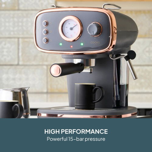 Cooks Professional Cooks Professional Retro Espresso Machine | Grey / Copper 1