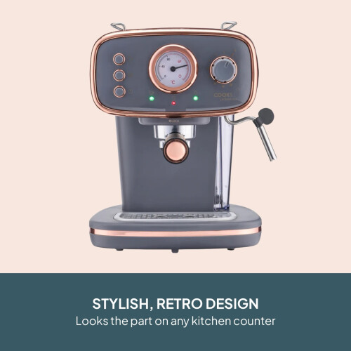 Cooks Professional Cooks Professional Retro Espresso Machine | Grey / Copper 2