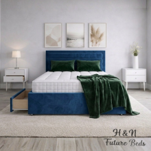 (5ft King(With Mattress), Mink) Luxury Divan Bed Upholstered Velvet Double Bed with Mattress 54” Headboard