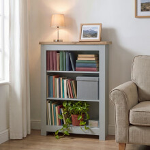 (Grey & Oak) Arlington 3 Tier Bookcase Shelf Library Storage