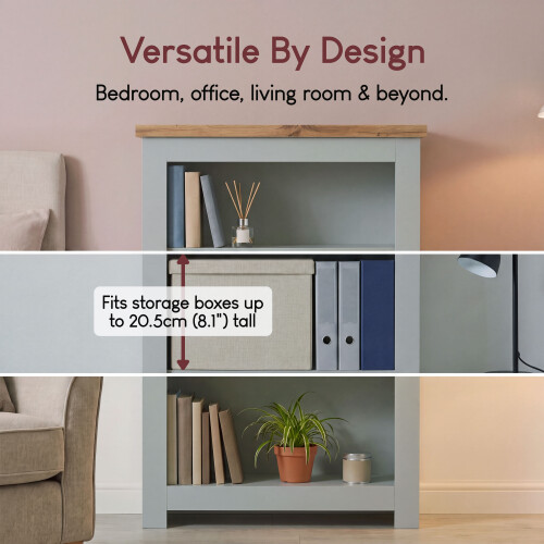 Vida Designs (Grey & Oak) Arlington 3 Tier Bookcase Shelf Library Storage 1