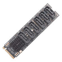 M.2 MKEY PCI-E Riser Card M.2 NVME To SATA3.0 PCIE To 6Gpbsx6-Port Expansion Card ASM1166