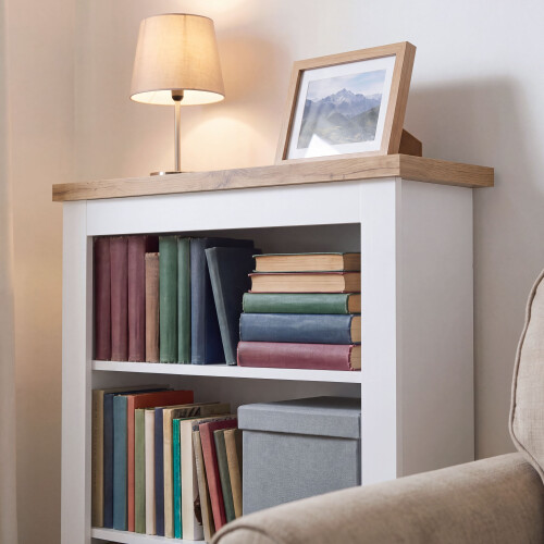 Vida Designs (White & Oak) Arlington 3 Tier Bookcase Shelf Library Storage 2