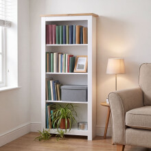 (White & Oak) Arlington 4 Tier Bookcase Shelf Library Storage