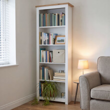 (White & Oak) Arlington 5 Tier Bookcase Shelf Library Storage
