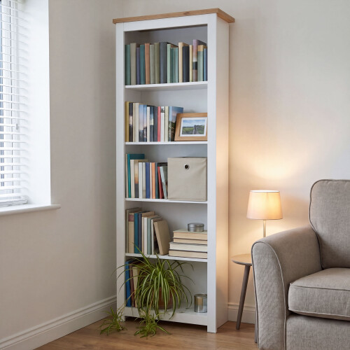 Vida Designs (White & Oak) Arlington 5 Tier Bookcase Shelf Library Storage