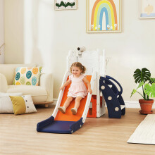 AIYAPLAY 5 in 1 Toddler Slide Set with Basketball Hoop for Age 1-3, Orange