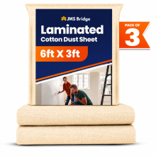 3 x Laminated Cotton Dust Sheets for Decorating & Painting Size 6 feet x 3 feet | Paint Cover Sheet Backed with Plastic Polythene Sheeting Waterproof