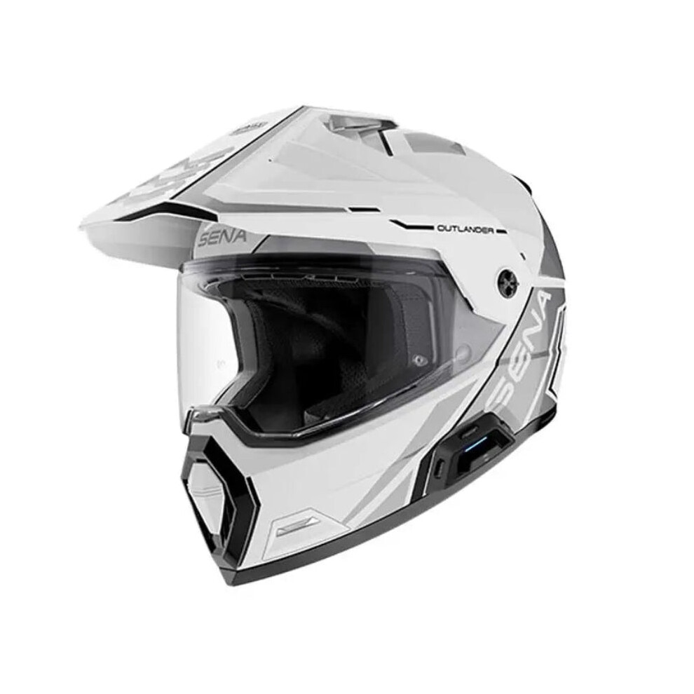 Sena White Outlander Bluetooth Enduro Helmet - Image 2