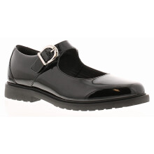 Hush Puppies Womens Shoes Work School Verity Leather Buckle black patent UK Size