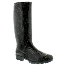 (Black, 8 (Adults')) Platino Womens Wellies Glitter Slip On black glitter UK Size
