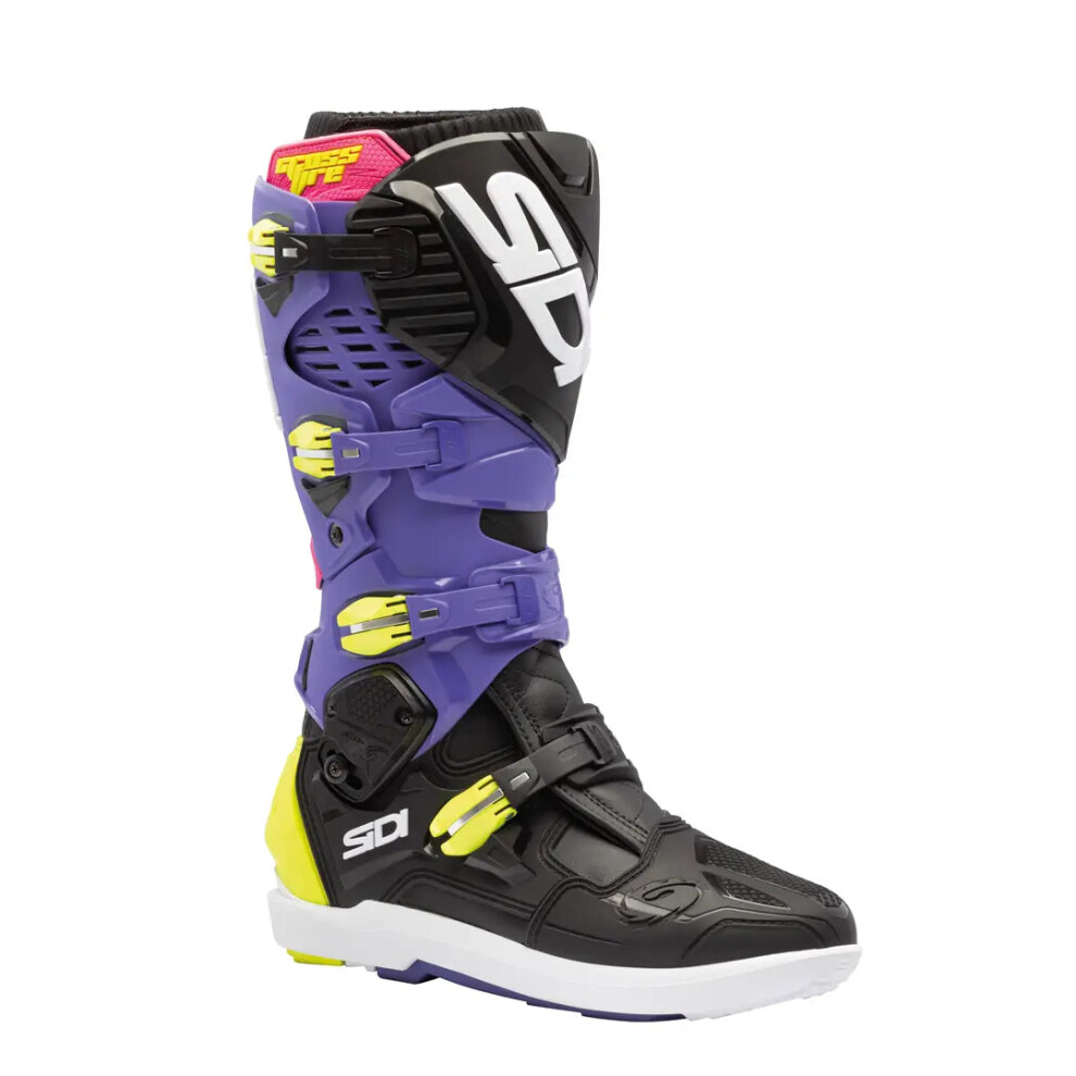 Sidi Men's Black/Purple/Neon Yellow Crossfire 3 Srs Motocross Boots - Image 2