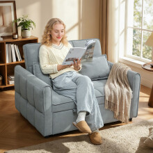 HOMCOM 2 Seater Sofa Bed, 3-in-1 Sleeper Sofa with Adjustable Backrest